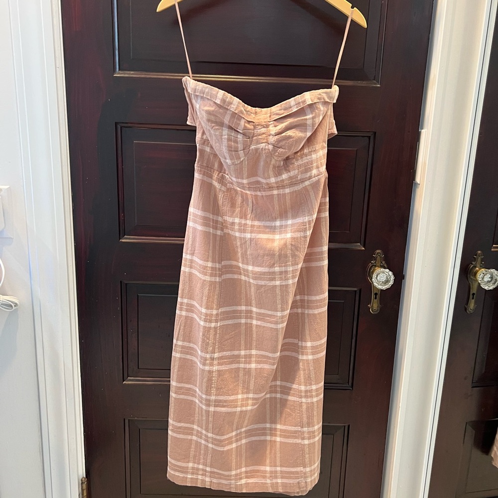 Free People Life Like This Strapless Plaid Dress